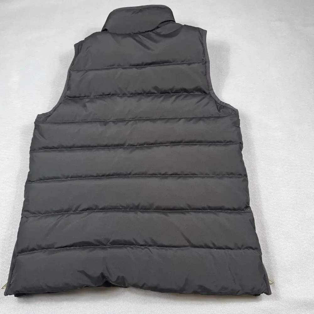J Crew Women’s XS Black 60% Down Insulated Puffer Vest Quilted Gold Zip Layering